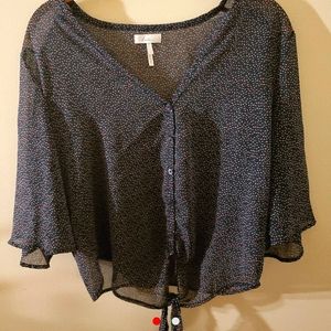 navy blue flowy blouse